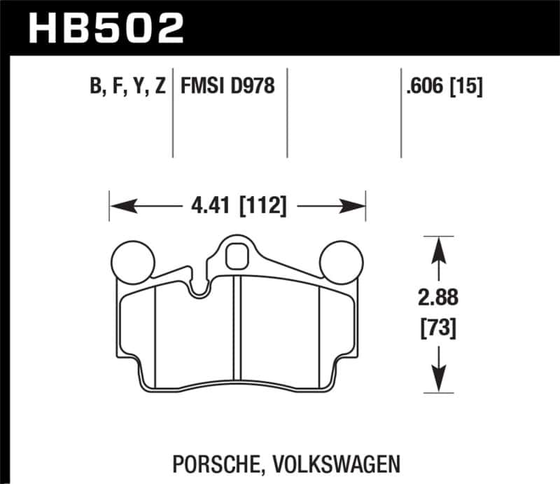 Hawk Performance — Hawk Porsche / Volkswagen Performance Ceramic Street Rear Brake Pads
Disc Brake Pad - view 3