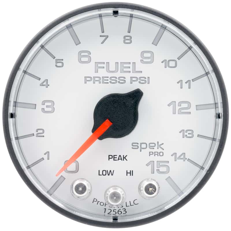 AutoMeter — Autometer Spek-Pro Gauge Fuel Press 2 1/16in 15psi Stepper Motor W/Peak & Warn Wht/Blk
GA 2" FP 15 WFB SPEK - view 1