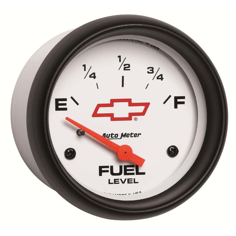 AutoMeter — AutoMeter Gauge Fuel Level 2-5/8in. 0 Ohm(e) to 90 Ohm(f) Elec Chevy Red Bowtie White
2-5/8" FUEL LEVEL, 0 - view 4