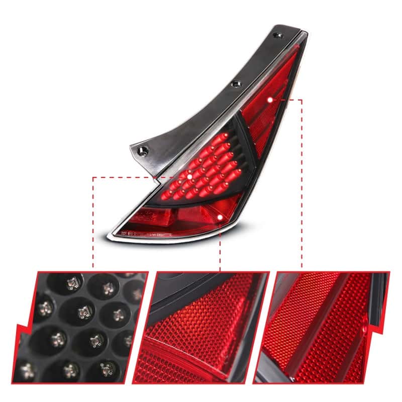 ANZO — ANZO 2003-2005 Nissan 350Z LED Taillights Black - view 4