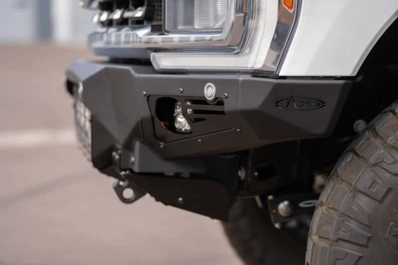 Addictive Desert Designs — Addictive Desert Designs 2023+ Ford F-250/F-350 Bomber Front Bumper (w/ 3 Baja Designs LP6 Mounts)
Bumper- Front - view 6