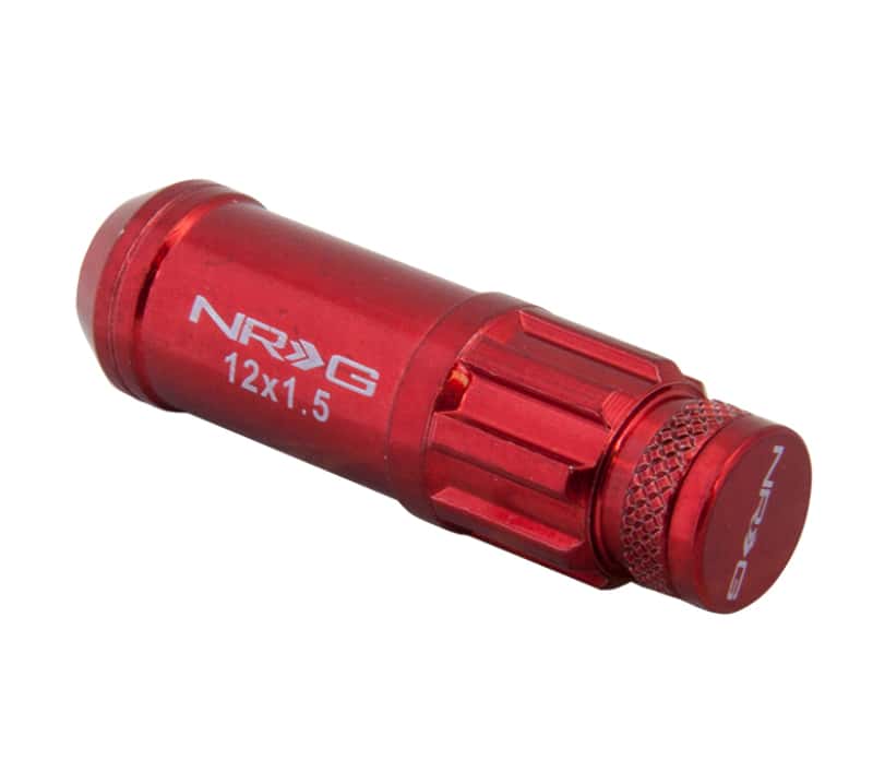 NRG — NRG 700 Series M12 X 1.5 Steel Lug Nut w/Dust Cap Cover Set 21 Pc w/Locks & Lock Socket - Red - view 2