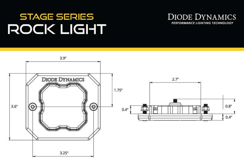 Diode Dynamics — Diode Dynamics Stage Series Rock Light Flush Mount Adapter Kit (one) - view 4