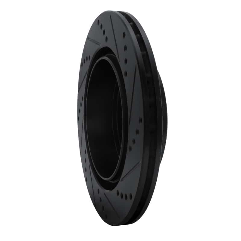 R1 Concepts — R1 03-06 Mitsubishi Lancer Rear Left Drilled & Slotted Black Brake Rotor
R1 Brake Rotor Drill - view 4