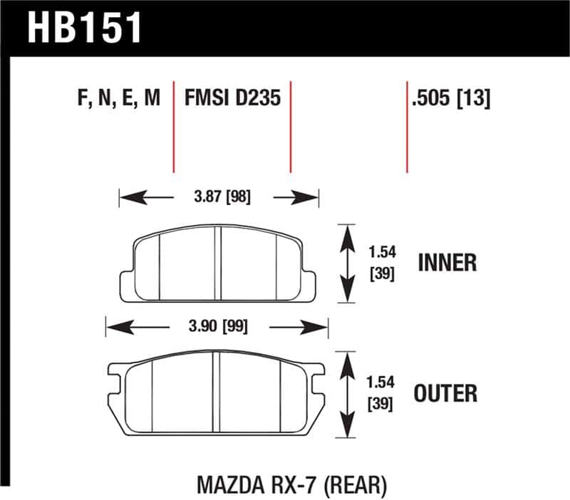 Hawk Performance — Hawk 81-85 Mazda RX-7 Blue 9012 Rear Race Brake Pads
Disc Brake Pad - view 1