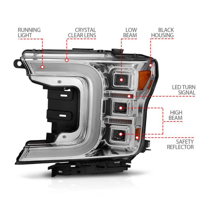 ANZO — ANZO 18-20 Ford F-150 Full Led Projector Light Bar Style Headlights - Chrome Amber
Head Light Set
HdLtSet - view 4