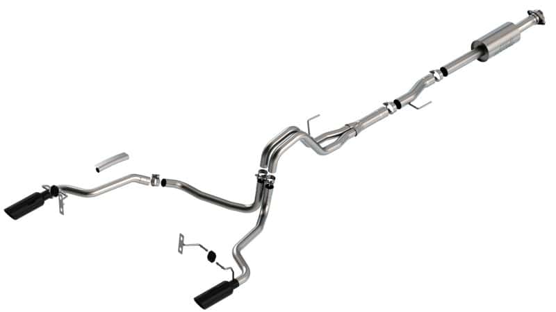Borla — Borla F-150 2021 2.7L/3.5L 4dr CC SB EC STB Lar/KingR/Plnum/LTD 3/2.25 SRE CB S-Type BLK CHR Tips
Cat-Back System - view 2