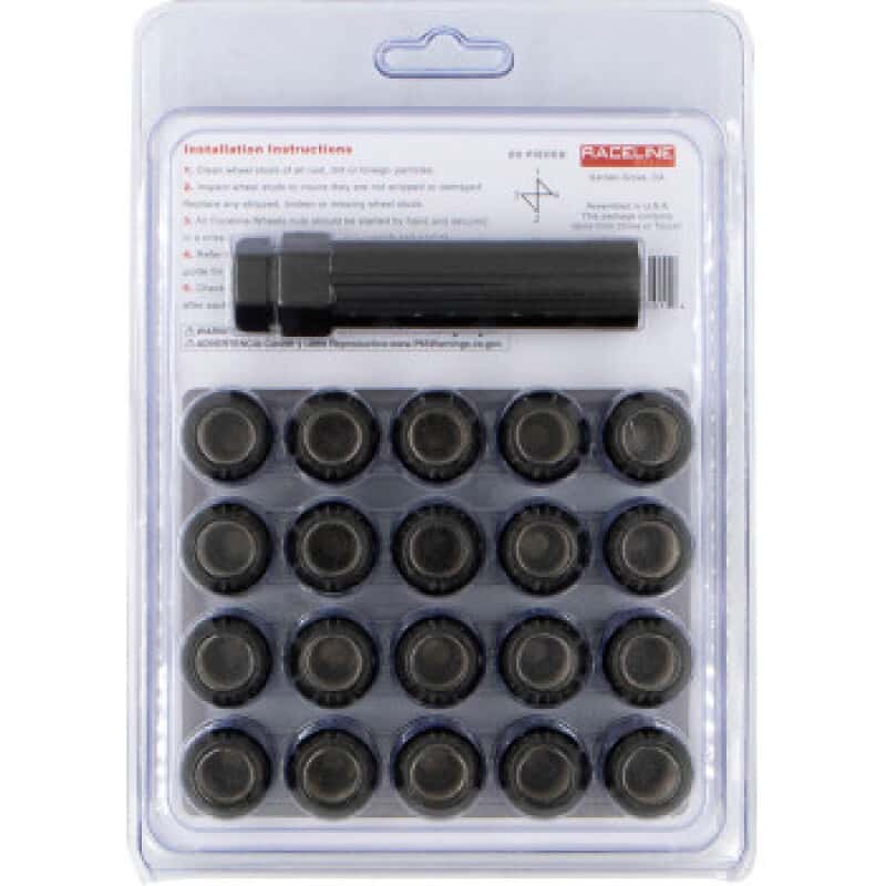 Raceline — Raceline Spline Lug Nut Kit with Spline Key 12 x 1.5 - 20 Pack - Black - view 2