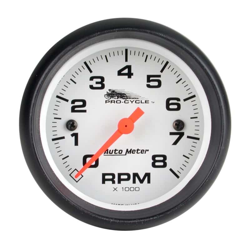 AutoMeter — Autometer Pro-Cycle Gauge Tach 2 5/8in 8K Rpm 2&4 Cylinder White
2.6" 8KRPM WHT PC - view 2