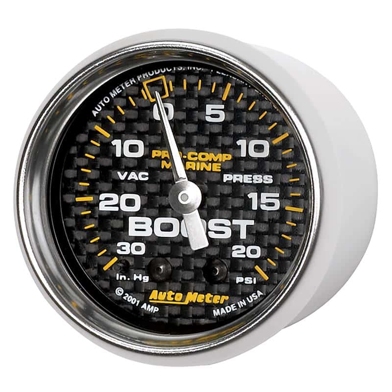 AutoMeter — Autometer Marine Carbon Fiber 2-1/16in 30INHG/20PSI Mechanical Vacuum/Boost Gauge
GA 2" BST 20 M MCF - view 3