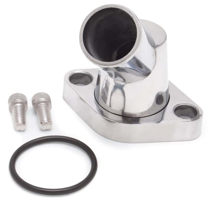 Edelbrock — Edelbrock Waterneck SBC/BBC 45-Degree Two-Piece Cast Swivel Polished
CHROME/PRO-FLO - view 2