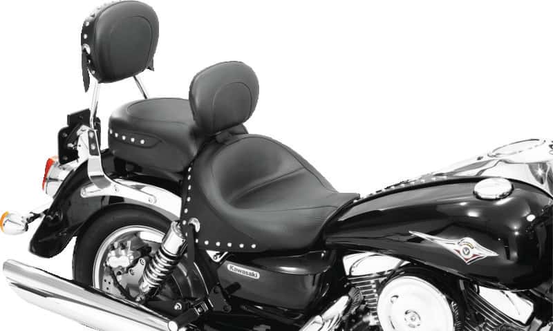 Mustang Motorcycle — Mustang 03-08 Kawasaki Vulcan 1600 Classic,05-08 Nomad Tour 2PC Seat w/Driver Backrest Studs - Black - view 3