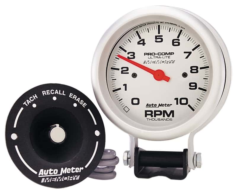 AutoMeter — AutoMeter Gauge Tachometer 3-3/4in. 10K RPM Pedestal W/ Peak Memory Ultra-Lite
3-3/4" TACH, 10,000 - view 1