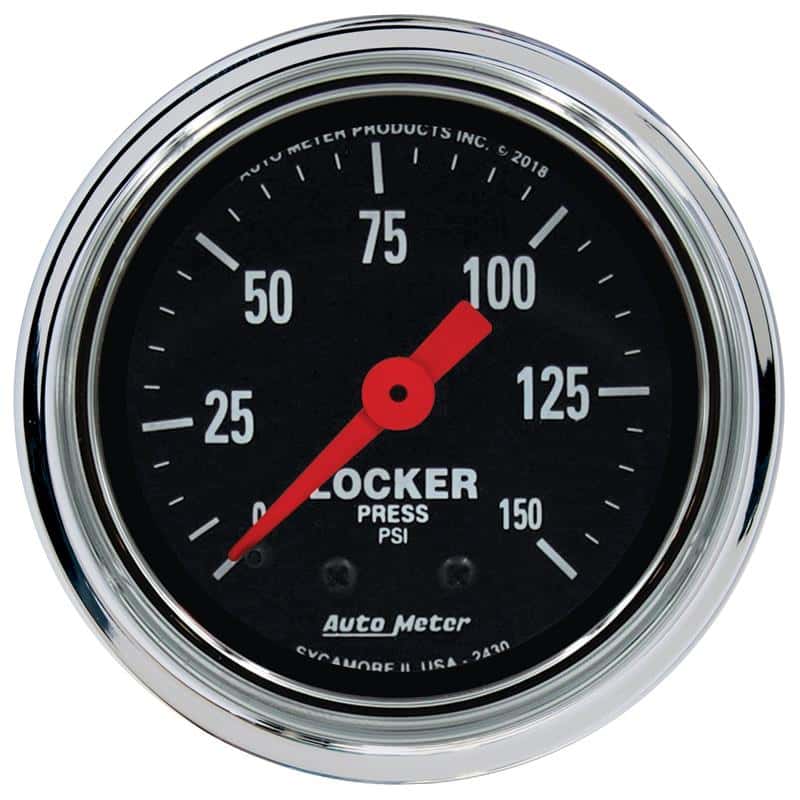 AutoMeter — Autometer Traditional Chrome 2-1/16in 150 PSI Mechanical Air Locker Gauge - view 1