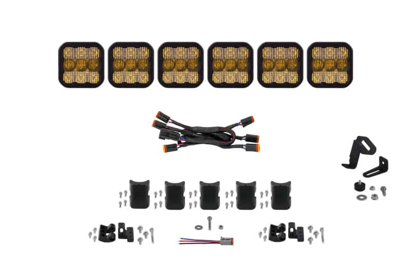 Diode Dynamics — Diode Dynamics SS5 Pro Universal CrossLink 6-Pod Lightbar - Yellow Combo - view 1