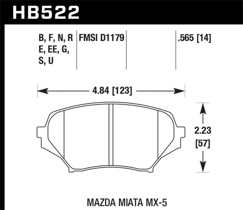 Hawk Performance — Hawk 06-10 Mazda Miata Mx-5 Base Blue 9012 Race Front Brake Pads
Disc Brake Pad - view 2
