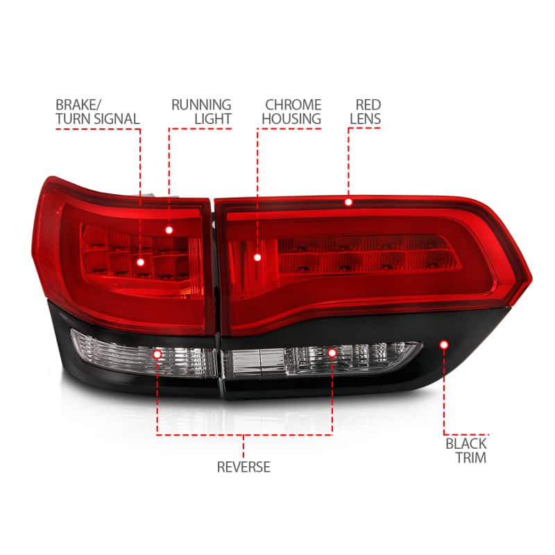 ANZO — ANZO 2014-2016 Jeep Grand Cherokee LED Taillights Red/Clear
TailLightSet - view 12