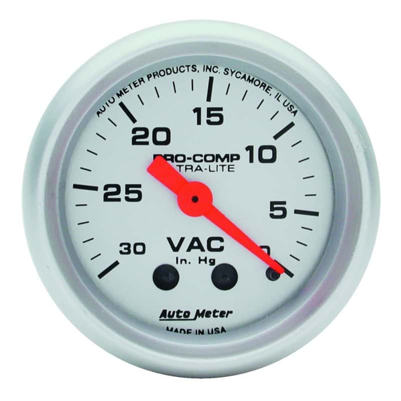 AutoMeter — Autometer Ultra-Lite 52mm Mechanical Vacuum Gauge 30INHG
2" VACUUM, 30" HG - view 1