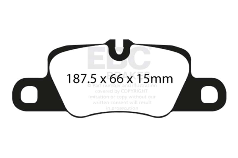 EBC — EBC 12-13 Porsche Panamera (Cast Iron only) 3.0 SC Hybrid Bluestuff Rear Brake Pads
Disc Brake Pad - view 4