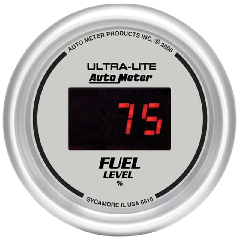 AutoMeter — Autometer Ultra-Lite Digital 2-1/16in 0-280 OHM Silver Dial w/ Red LED Programmable Fuel Level Gage
2-1/16" FUEL LEVEL, - view 1