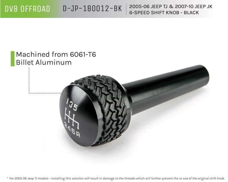 DV8 Offroad — DV8 Offroad 2005-2010 Jeep TJ/JK 6-Speed Shift Knob Black Finish
Shift Knob - view 7