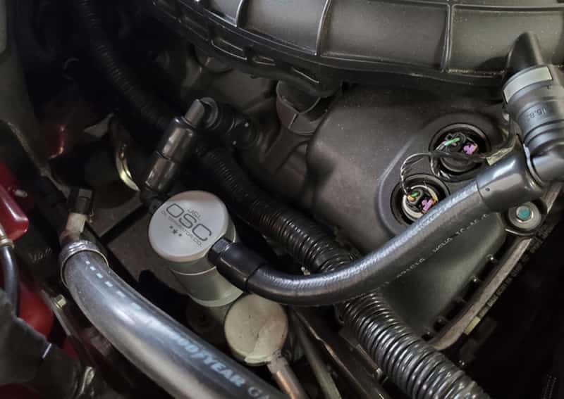 J&L — J&L 11-17 Ford Mustang V6 Passenger Side Oil Separator 3.0 V2 - Clear Anodized
Oil Separator - view 2
