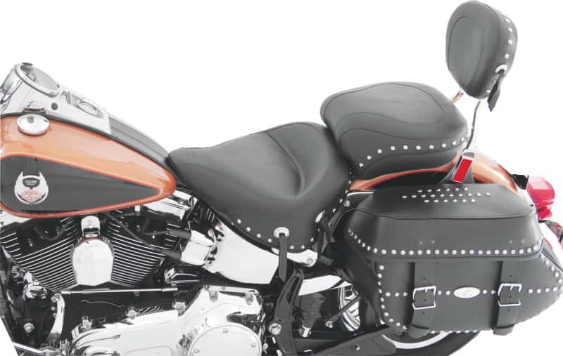 Mustang Motorcycle — Mustang 00-15 Harley Softail Standard Rear Tire Wide Touring 1PC Seat w/Studs - Black - view 2
