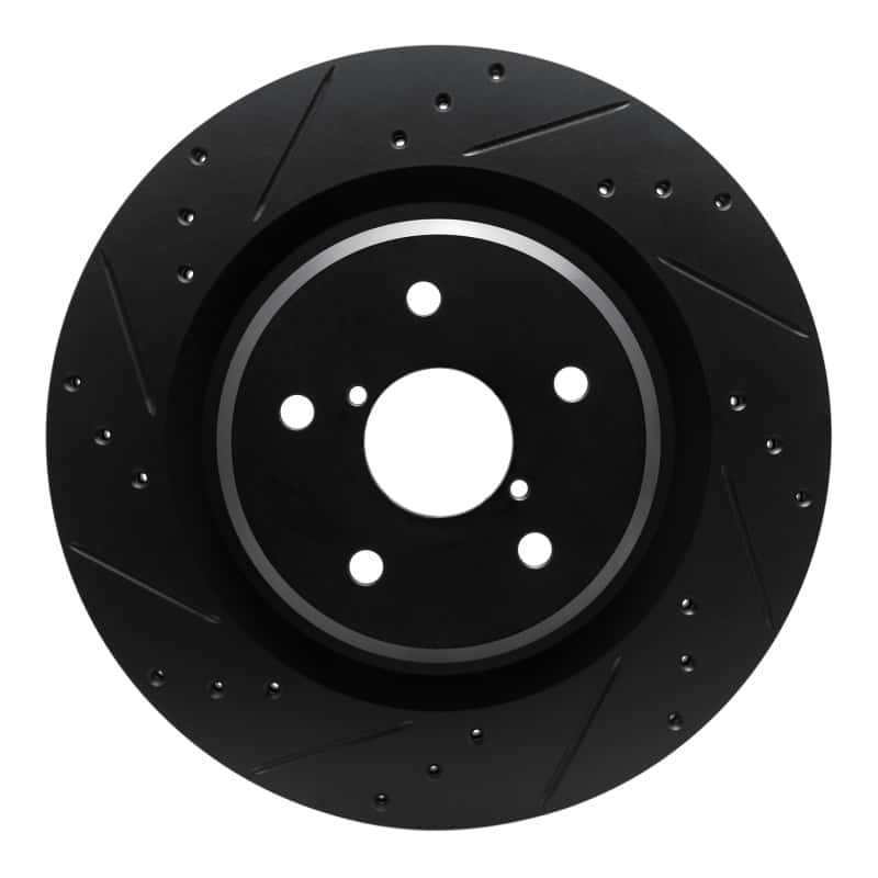 R1 Concepts — R1 -25 Subaru Ascent Rear Left Drilled & Slotted Black Brake Rotor
R1 Brake Rotor Drill - view 1