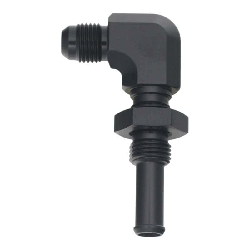 DeatschWerks — DeatschWerks 6AN Male Flare to 90-Degree 3/8in Single Hose Barb - Anodized Matte Black
Lines & Fittings - view 1
