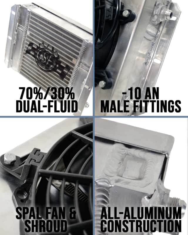 CSF — CSF Dual Fluid Bar & Plate HD Oil Cooler w/9in SPAL Fan (1/3 & 2/3 Partition) - 13.8in L x 10in H
CSF Oil Cooler - view 5