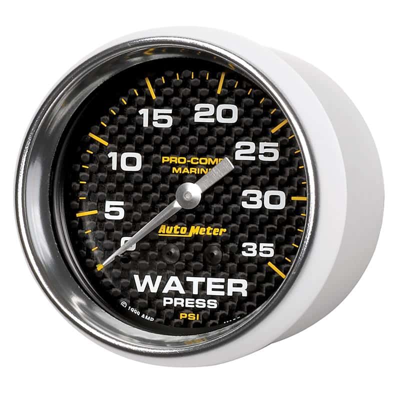AutoMeter — Autometer Marine Carbon Fiber Mechanical 2-5/8in 0-35PSI Water Pressure Gage
GA 2.6" WP 35 M MCF - view 3
