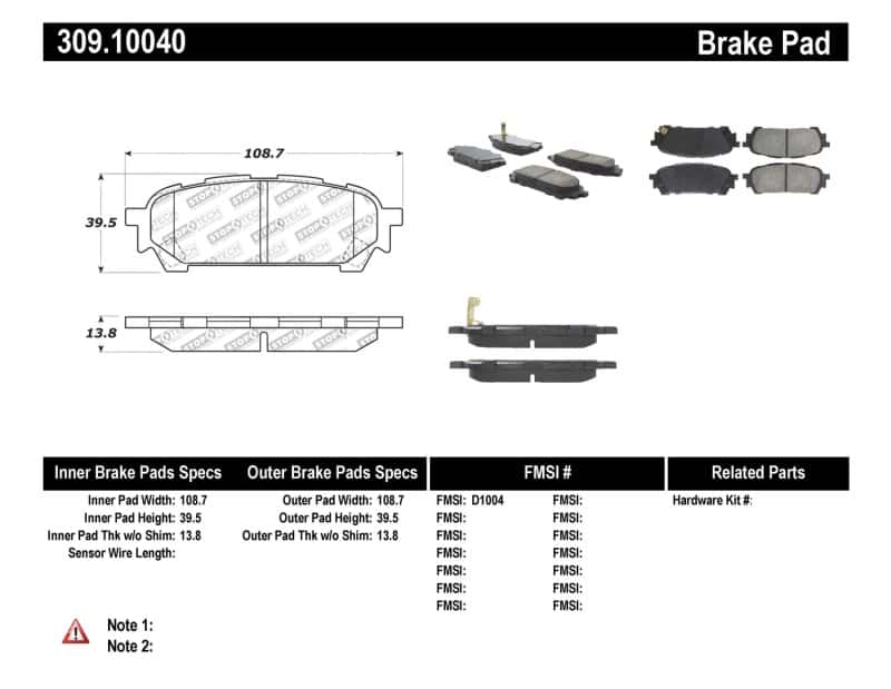 Stoptech — StopTech Performance 03-05 WRX Rear Brake Pads
Sprt Brk Pad W/Hdwr - view 7