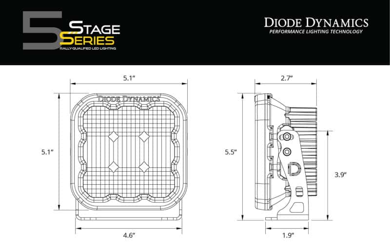 Diode Dynamics — Diode Dynamics SS5 LED Pod Sport - Yellow Driving (Pair) - view 8