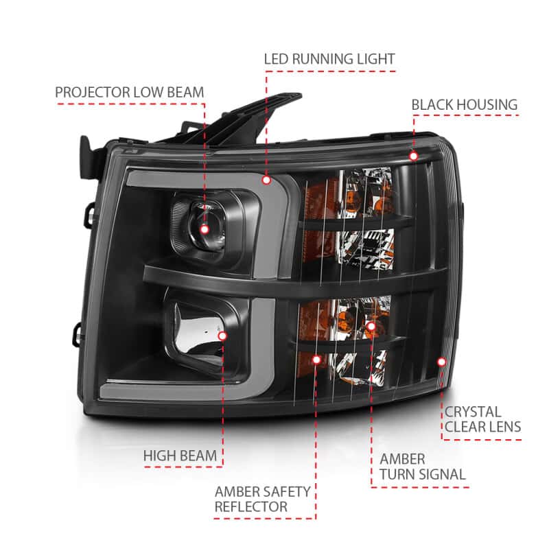 ANZO — ANZO 07-13 Chevrolet Silverado 3500 Projector Headlights - Black Amber
Head Light Set
HdLtSet - view 10
