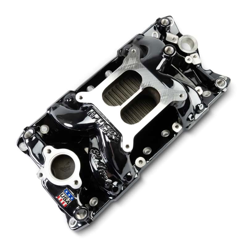 Edelbrock — Edelbrock Chevy Small Block Performer RPM AIR-Gap Intake Manifold Black Plasma Finish - view 2