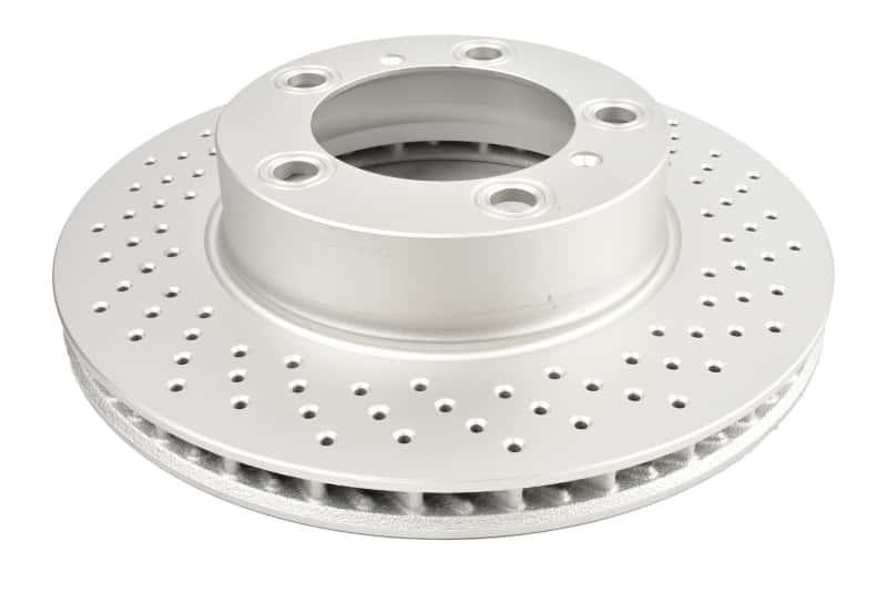 DBA — DBA 05-06 Porsche Boxster S (w/Iron Rotor) Coupe Front Right En-Shield OE Drilled Rotor
Brake Rotor - view 1
