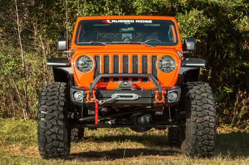 Rugged Ridge — Rugged Ridge 18-22 Jeep Wrangler JL/JT Grille Arcus Front Bumper Stamped Steel Overrider Bar
OFFROAD_BUMPERS
Bumper- Front - view 3