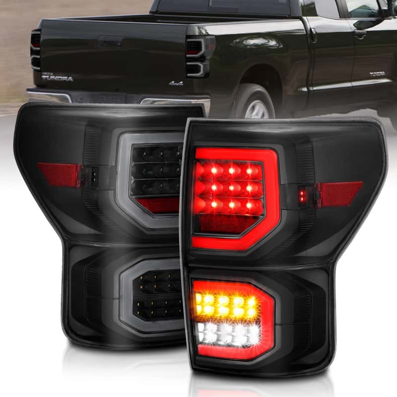 ANZO — ANZO 2007-2013 Toyota Tundra LED Taillights Plank Style Black w/Smoke Lens - view 1