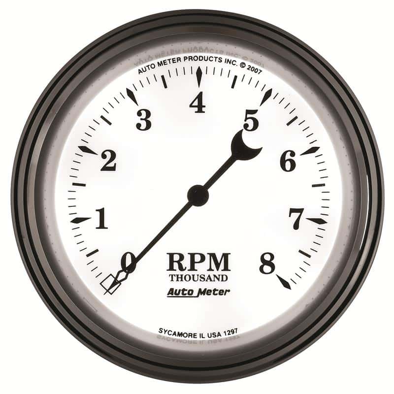 AutoMeter — AutoMeter Gauge Tachometer 3-3/8in. 8K RPM In-Dash Old Tyme White II
3-3/8" TACH, 8,000 R - view 5