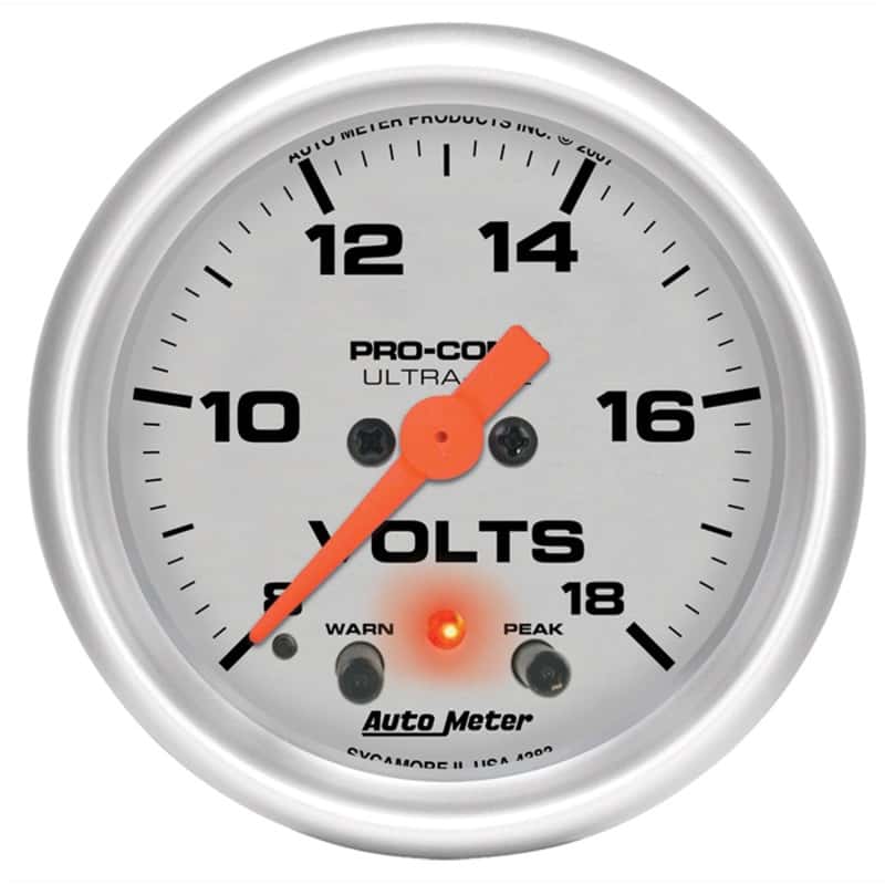 AutoMeter — Autometer Ultra-Lite 52mm Voltmeter 18V Digital Stepper Motor w/ Peak and Warning
2-1/16" VOLTMETER, 8 - view 1