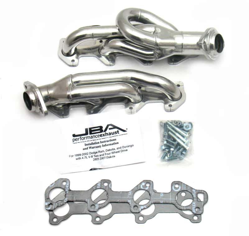 JBA — JBA 02-03 Dodge Ram 4.7L PowerTech 1-1/2in Primary Silver Ctd Cat4Ward Header
Exhaust Header - view 1