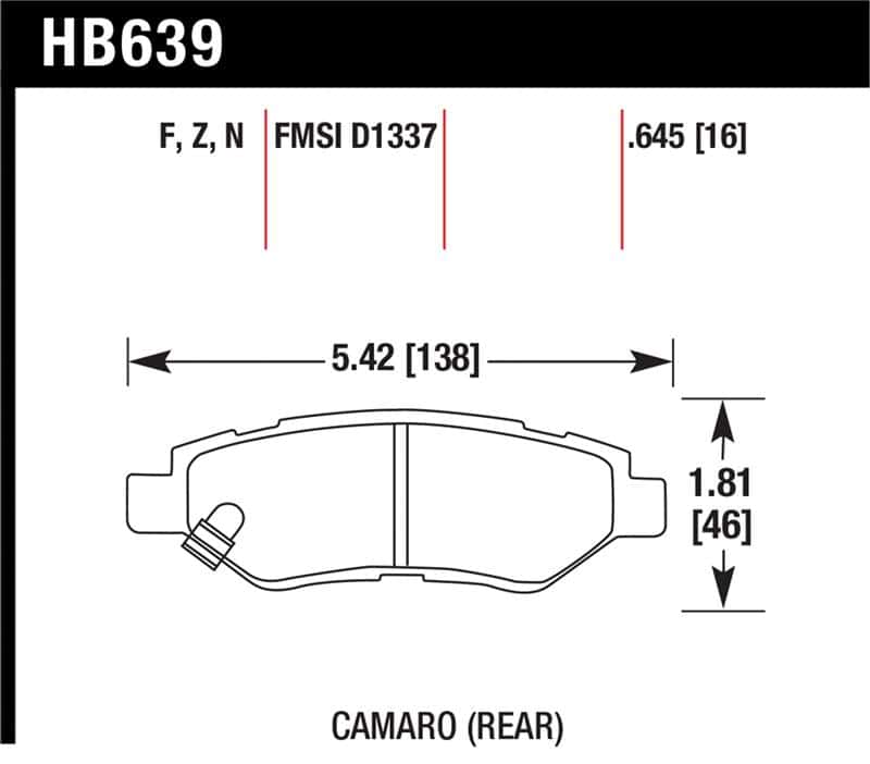 Hawk Performance — Hawk 10-15 Chevrolet Camaro 3.6L / 08-14 Cadillac CTS (w/JE5/J55 Brakes) DTC-60 Race Rear Brake Pads
Disc Brake Pad - view 1
