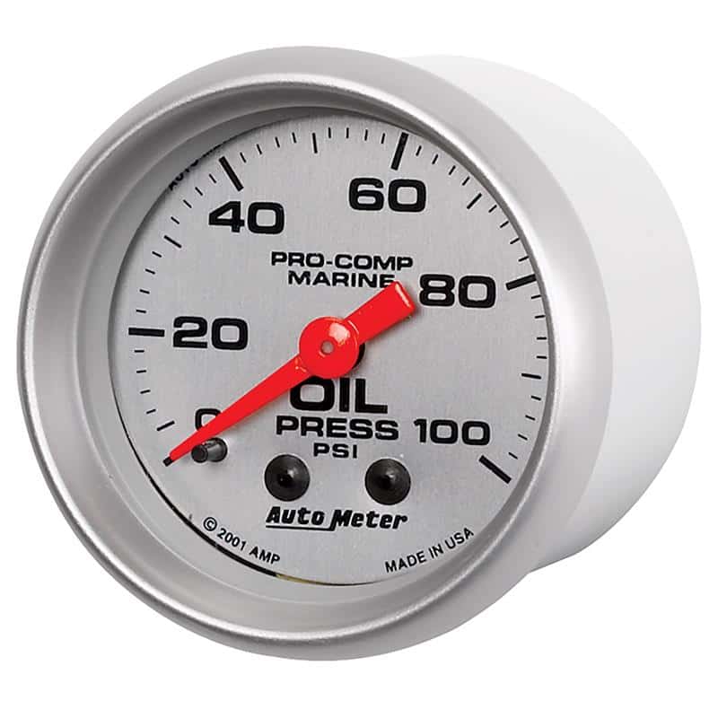 AutoMeter — Autometer Marine Silver Oil Pressure 2 1/16in 100 psi Mechanical Gauge
GA 2" OP 100PSI M MS - view 3