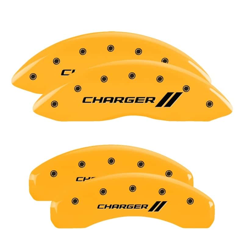 MGP — MGP 4 Caliper Covers Engraved Front & Rear With stripes/Charger Yellow finish black ch
Caliper Covers - view 1