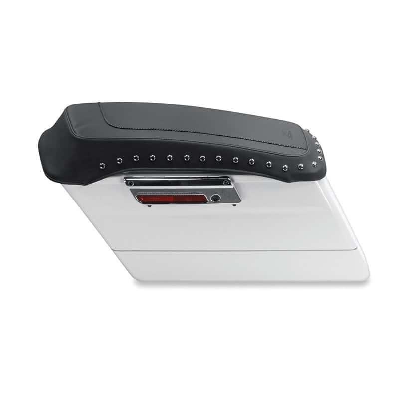 Mustang Motorcycle — Mustang 80-07 Harley Early FL Touring Road King Saddlebag Lid Covers w/Blk Pearl Studs - Black - view 1