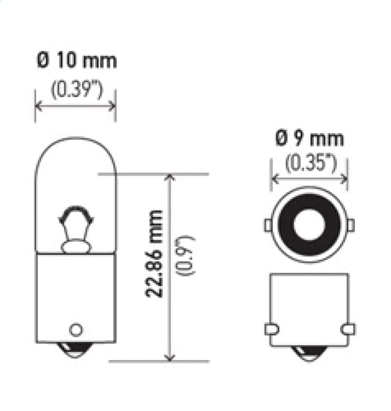 Hella — Hella Bulb 3893 12V 4W BA9s T2.75
3893 Incan Bulb - view 5