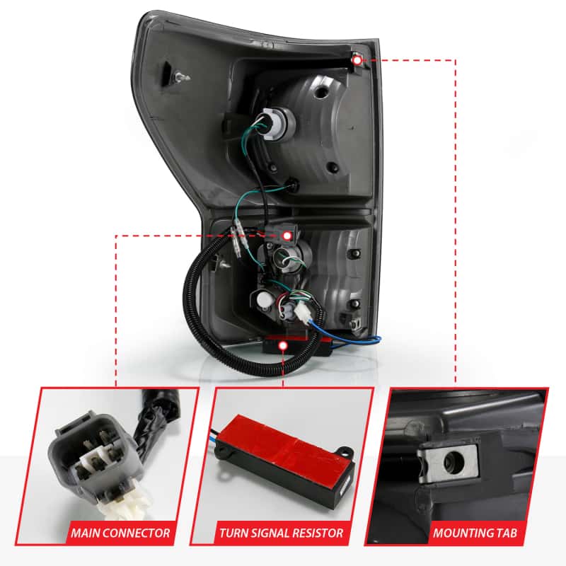 ANZO — ANZO 2007-2013 Toyota Tundra LED Taillights Plank Style Black w/Smoke Lens - view 13