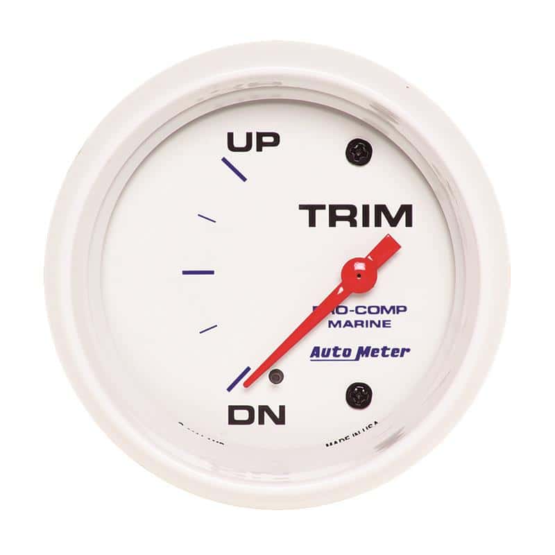 AutoMeter — Autometer Marine White Gauge 2-5/8in Electric Trim Level Gauge 0OHM Down - 90OHM Up - view 2