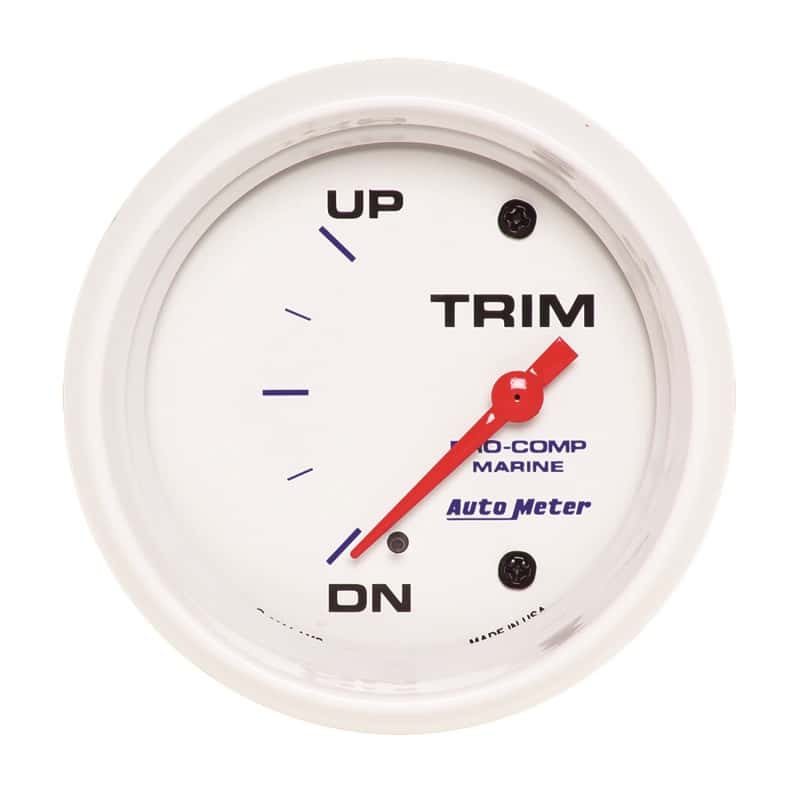 AutoMeter — Autometer Marine White Gauge 2-5/8in Electric Trim Level Gauge 0OHM Down - 90OHM Up - view 1