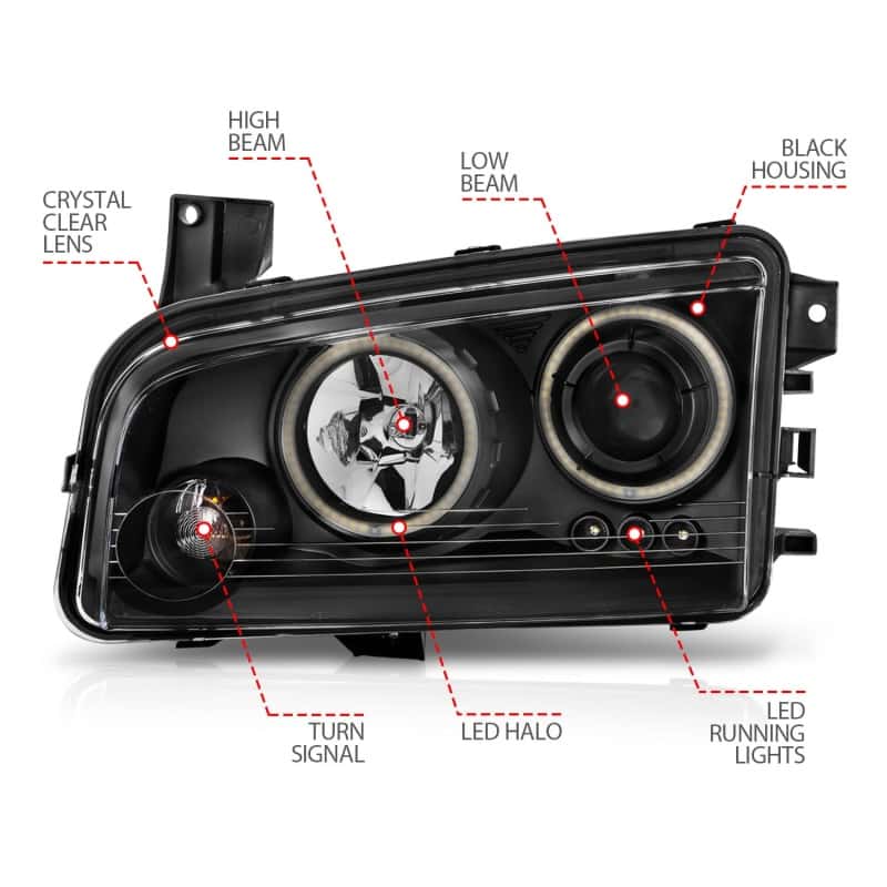 ANZO — ANZO 2006-2010 Dodge Charger Projector Headlights w/ Halo Chrome (CCFL)
Head Light Set
HdLtSet - view 5